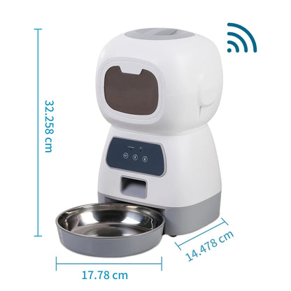 Alimentador automático para animais de estimação. Para gatos, cães e pets. Alimentador inteligente com WiFi. Gravador de voz. Grande capacidade de temporização. Dispensador de comida para animais.