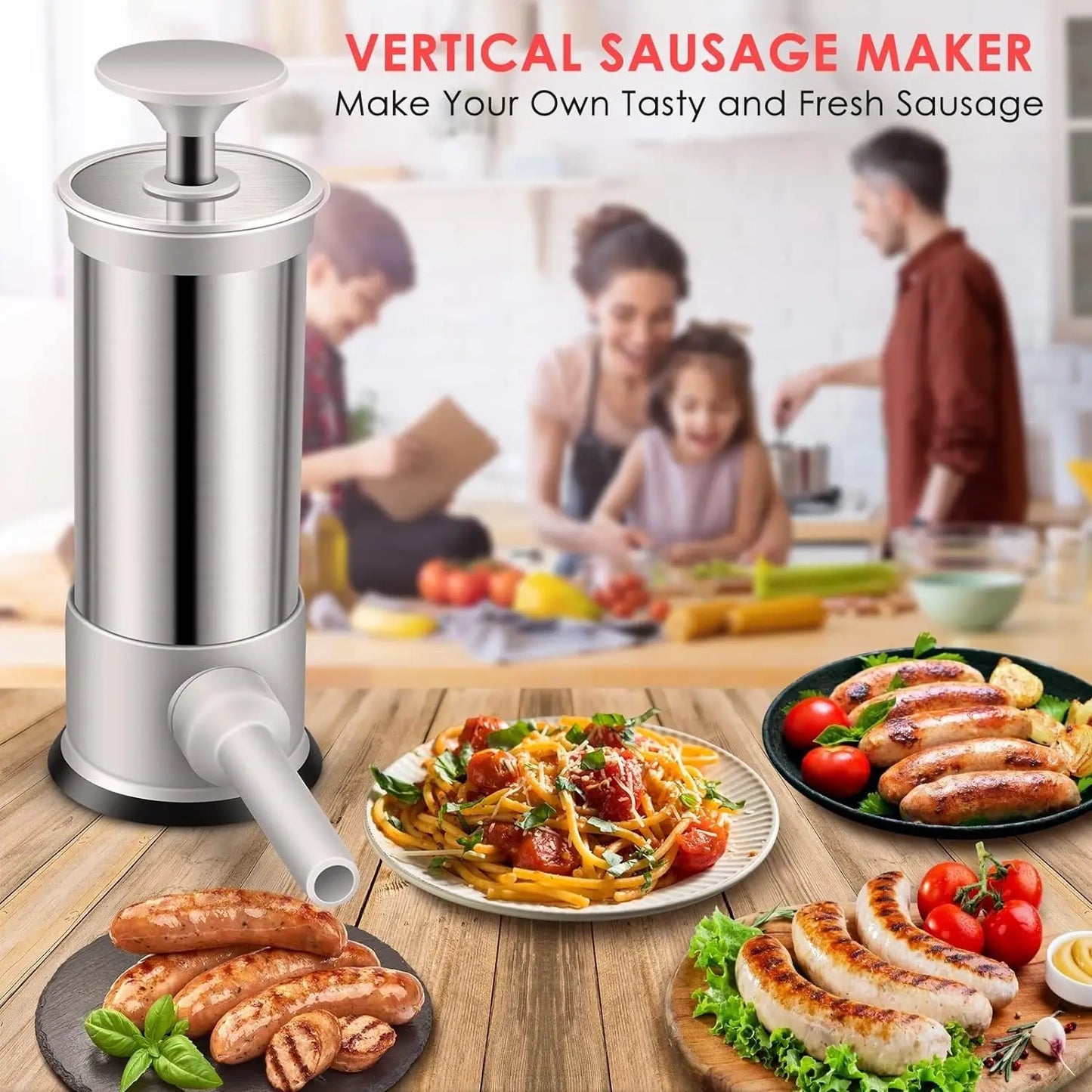 Maquina de fazer linguiça caseira. Modelo vertical. Faça sua linguiça ou salsicha na hora. Pratico. Sua cozinha agradece.