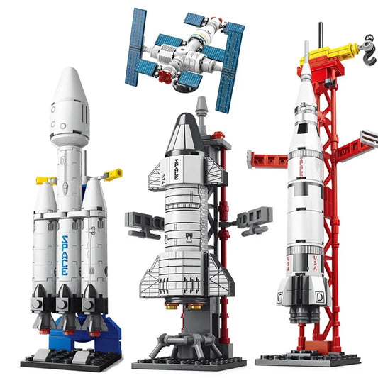 Mini blocos para construção de modelos aeroespaciais. Construa seus foguetes, rampas de lançamento,  estação espacial, rampas de lançamento. Brinquedos para Crianças. Compatível com Lego.