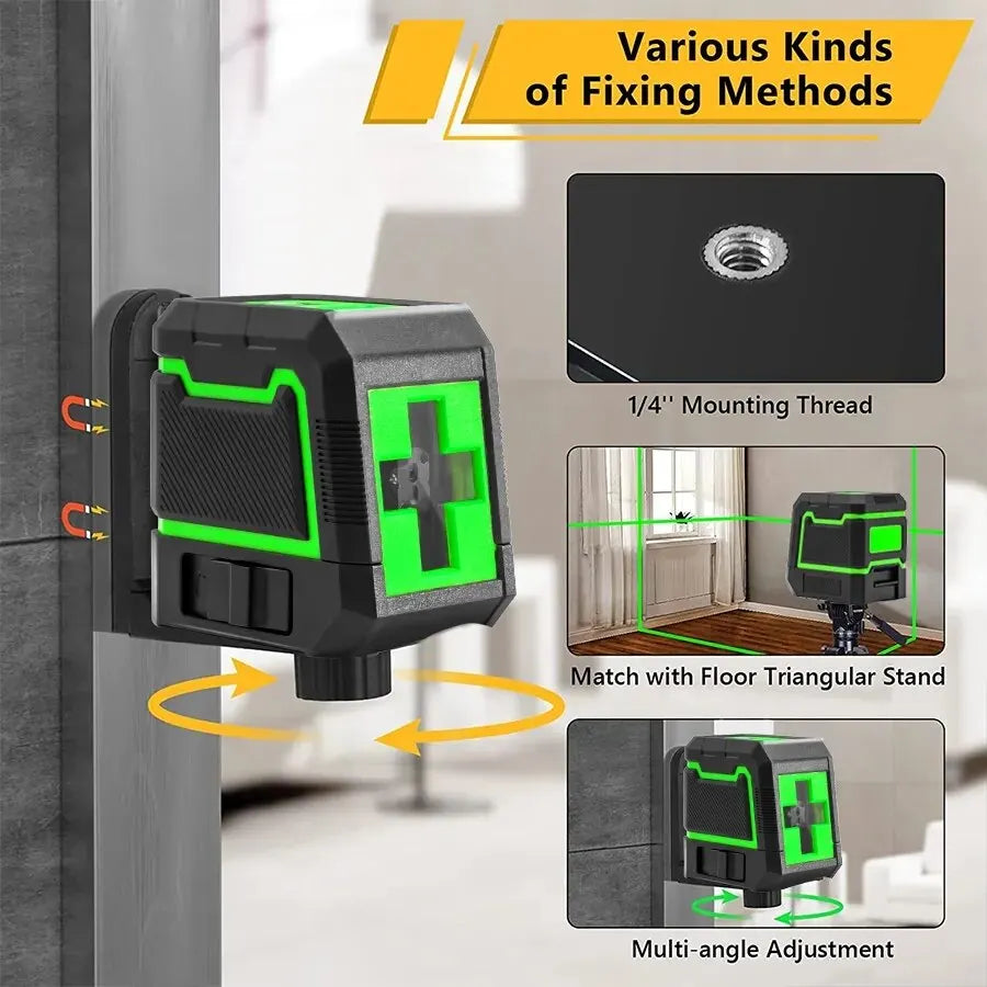 Nível Autonivelante a lazer verde. Feixe laser horizontal e vertical. Super Poderoso. Duas linhas cruzadas de laser verde.