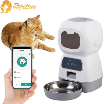 Alimentador automático para animais de estimação. Para gatos, cães e pets. Alimentador inteligente com WiFi. Gravador de voz. Grande capacidade de temporização. Dispensador de comida para animais.