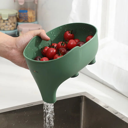 Cesta de drenagem em forma de elefante. Cesta de drenagem de cozinha multiuso. Cesta de drenagem de frutas, vegetais e verduras. Cesta de plástico resistente.